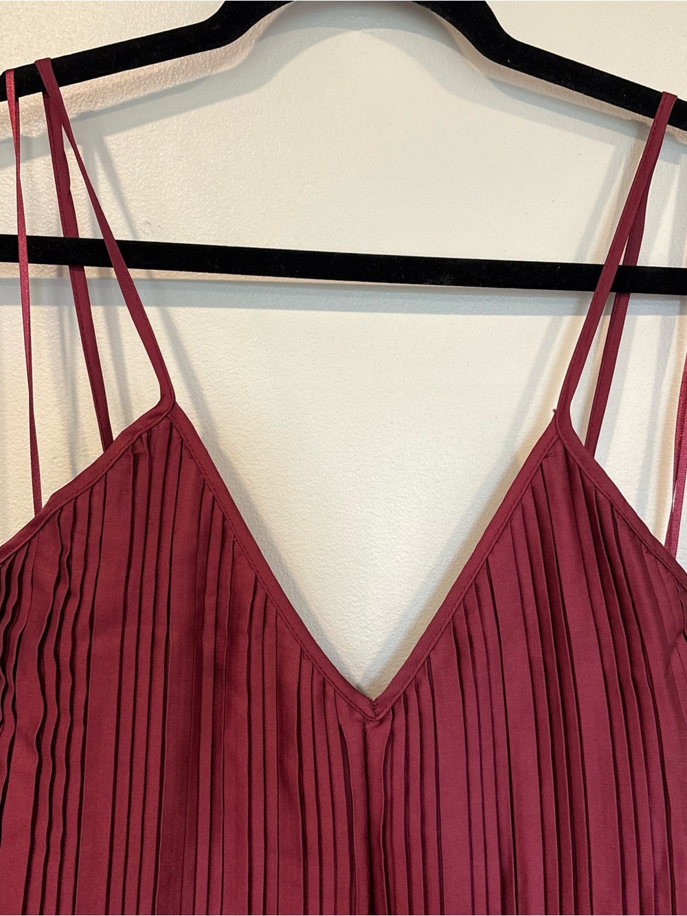 ANTHRPOLOGIE burgundy satin pleated jumpsuit - Picture 3 of 11